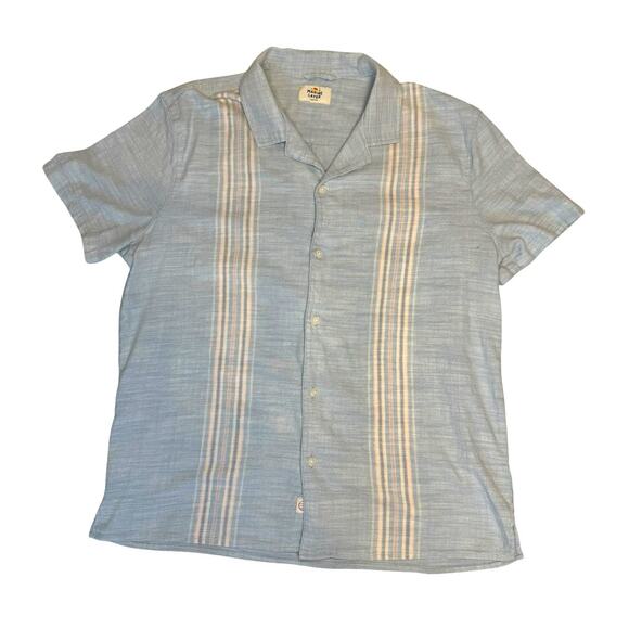 Marine Layer Men's Button Up Short Sleeve Linen Shirt Blue/Pink Size M - Picture 1 of 5
